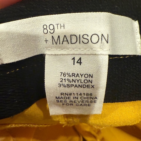 89th & Madison Mustard Butter Yellow Capri Pants Women’s Size 14 - Picture 3 of 3